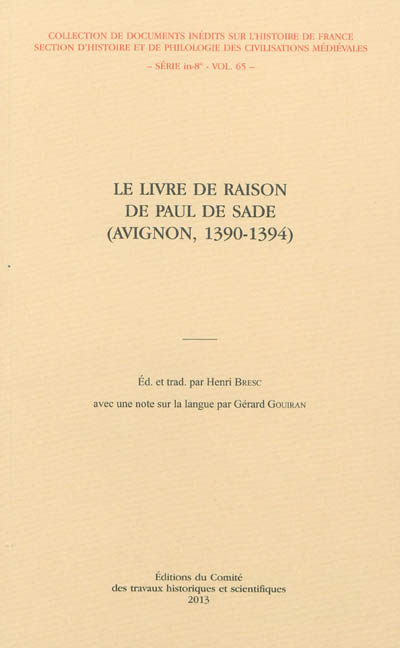 Le livre de raison de Paul de Sade : Avignon, 1390-1394