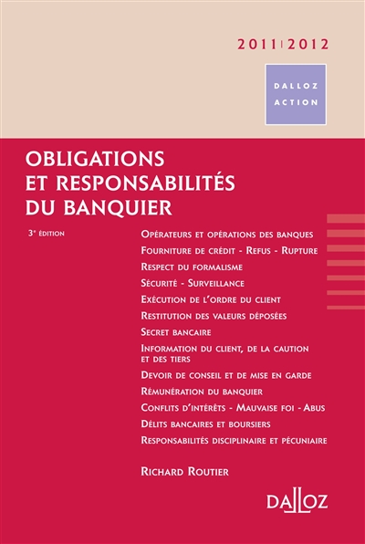 Obligations et responsabilités du banquier 2011-2012