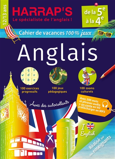 Cahier de vacances anglais Harrap's : de la 5e à la 4e, 12-13 ans