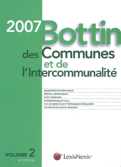 Bottin des communes et de l'intercommunalité 2007 : volume 2