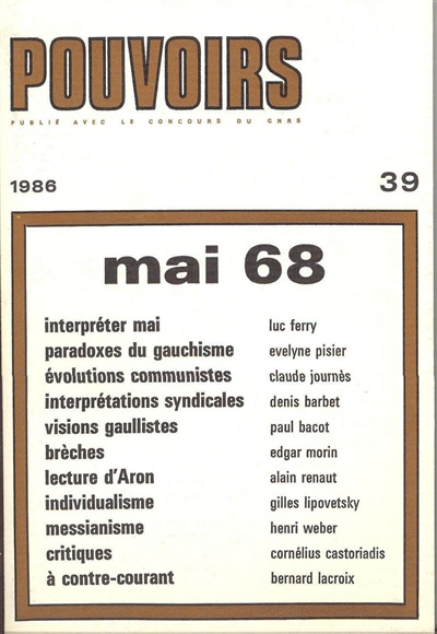 Pouvoirs, n° 39. Mai 68