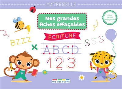 Ecriture : mes grandes fiches effaçables : maternelle