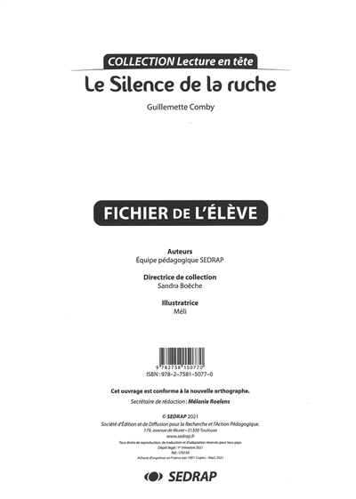 Le silence de la ruche, Guillemette Comby : fichier de l'élève