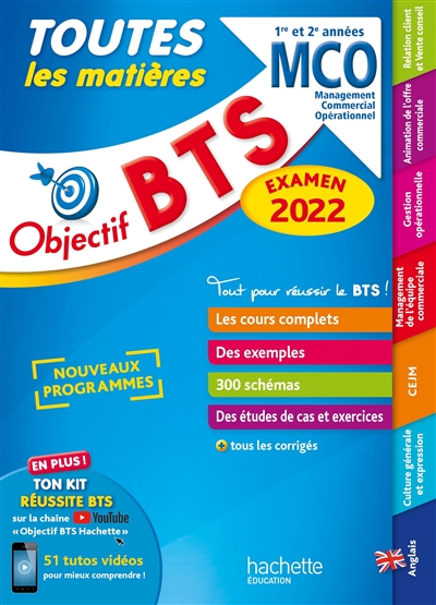 BTS MCO, management commercial opérationnel, 1re et 2e années : toutes les matières : examen 2022, nouveaux programmes
