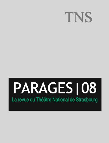 Parages : la revue du Théâtre national de Strasbourg, n° 8