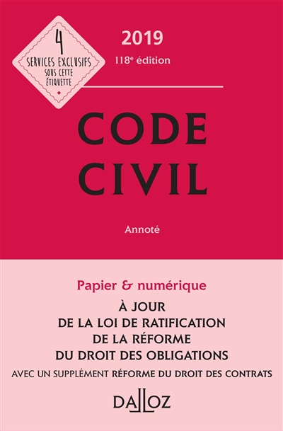 Code civil 2019, annoté