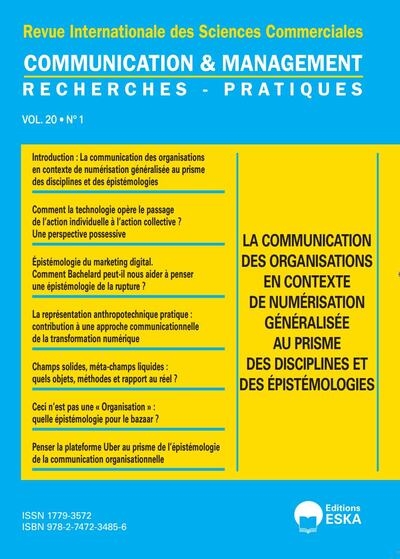 Communication & management, n° 20-1. La communication des organisations en contexte de numérisation généralisée au prisme des disciplines et des épistémologies