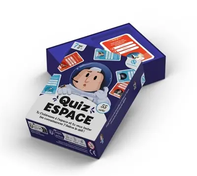 Quiz espace : tu t'intéresses à l'espace et tu veux tester tes connaissances ? Relève le défi ! : 55 cartes