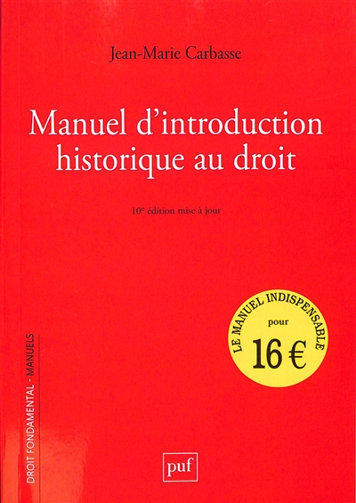 Manuel d'introduction historique au droit