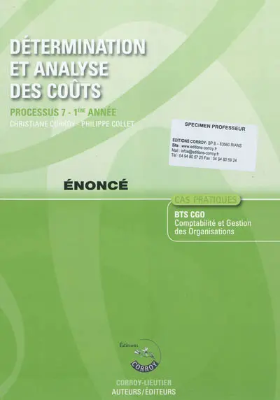 Détermination et analyse des coûts : processus 7 du BTS CGO : énoncé