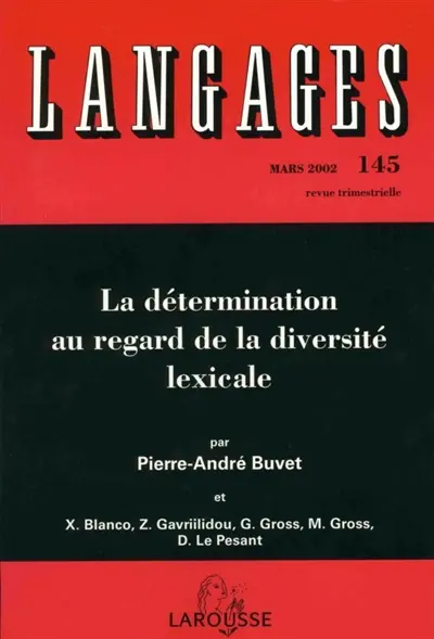 Langages, n° 145. La détermination au regard de la diversité lexicale