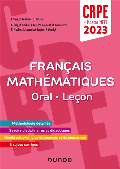 Français, mathématiques, oral, leçon : CRPE + master MEEF 2023
