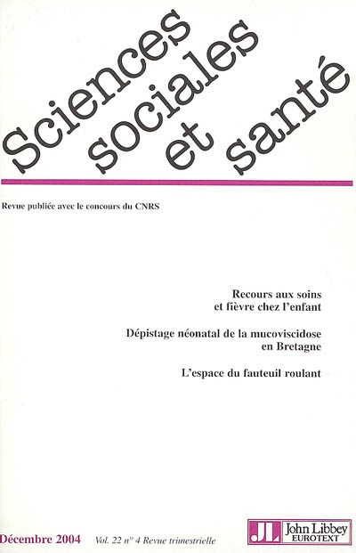 Sciences sociales et santé, n° 4 (2004)