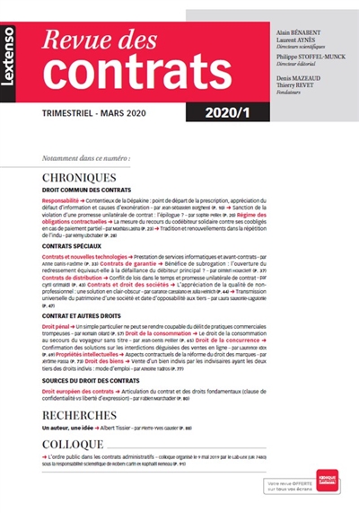 Revue des contrats, n° 1 (2020)