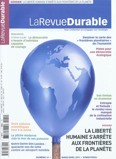 Revue durable (La), n° 41. La liberté humaine s'arrête aux frontières de la planète
