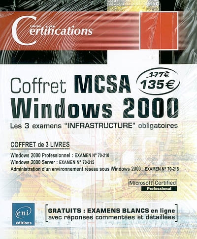 Coffret MCSA Windows 2000 : les 3 examens infrastructure obligatoires