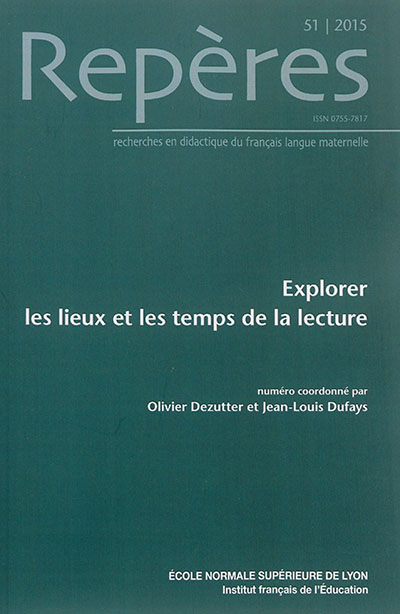 Repères : recherches en didactique du français langue maternelle, n° 51. Explorer les lieux et les temps de la lecture