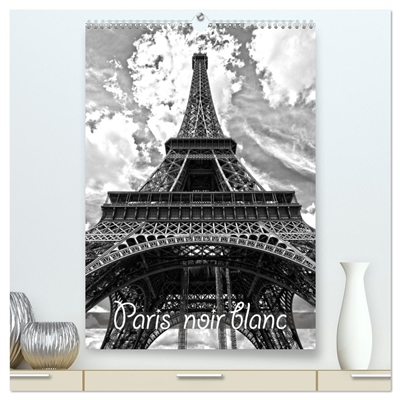 Paris noir blanc (Calendrier mural 2026 DIN A2 horizontal) calendrier de bureau : La capitale Paris en noir et blanc, vue d'un taxi