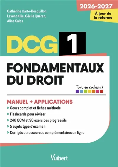 DCG 1, fondamentaux du droit : manuel + applications : 2026-2027