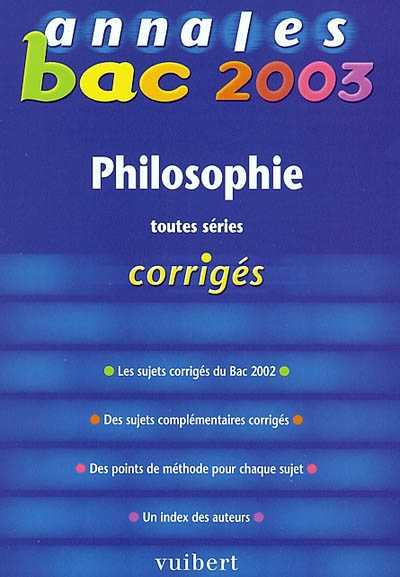 Philosophie toutes séries : bac 2003
