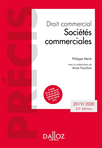 Droit commercial : sociétés commerciales : 2019-2020