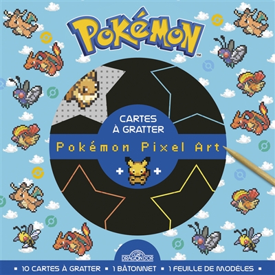 Pokémon : Dracaufeu, Dracolosse, Roucarnage : cartes à gratter pixel art