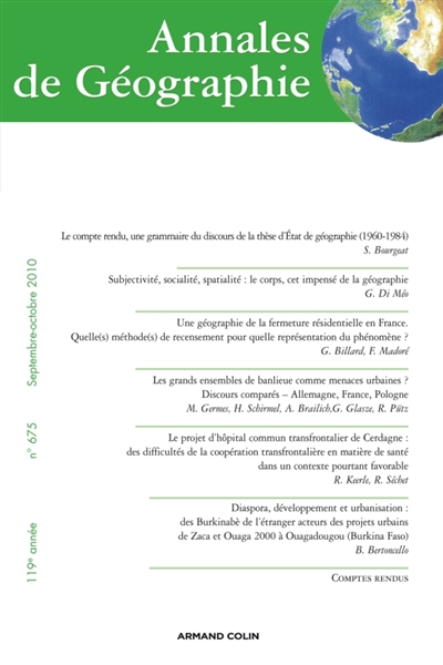 Annales de géographie, n° 675