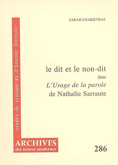 Le dit et le non-dit dans L'usage de la parole de Nathalie Sarraute