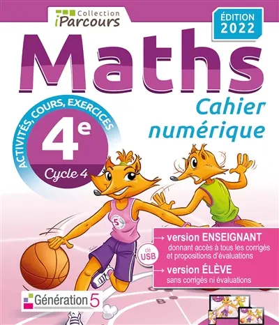 Cahier numérique : maths 4e, cycle 4 : clé USB