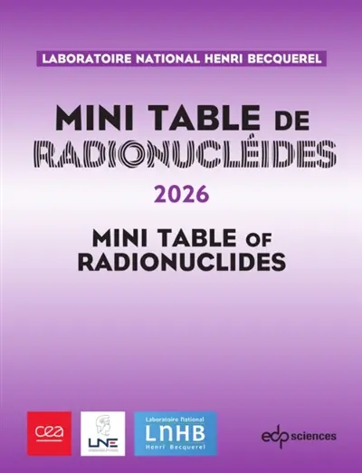 Mini table de radionucléides 2026. Mini table of radionuclides