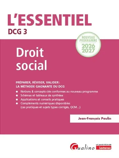 Droit social, DCG 3 : nouveau programme 2026-2027