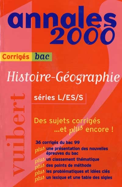 Histoire-géographie, série L,ES,S : baccalauréat 2000