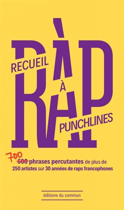 Ràp, recueil à punchlines : 700 phrases percutantes de plus de 250 artistes sur 30 années de raps francophones