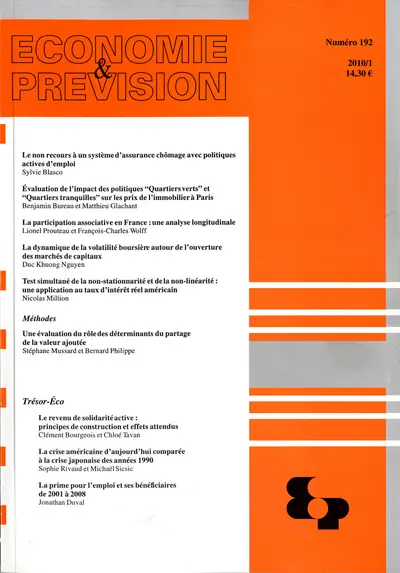 Economie et prévision, n° 192