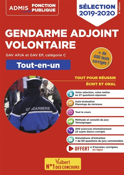 Gendarme adjoint volontaire, GAV APJA et GAV EP, catégorie C : tout-en-un : sélection 2019-2020