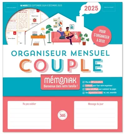Organiseur spécial couple 2025 : 16 mois, de septembre 2024 à décembre 2025