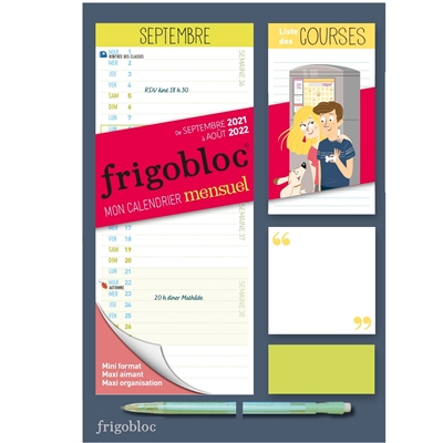 Frigobloc : mon calendrier mensuel : de septembre 2021 à août 2022