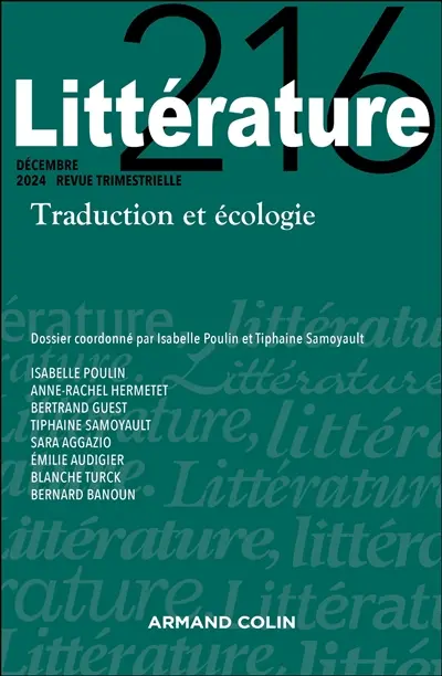 Littérature, n° 216. Traduction et écologie
