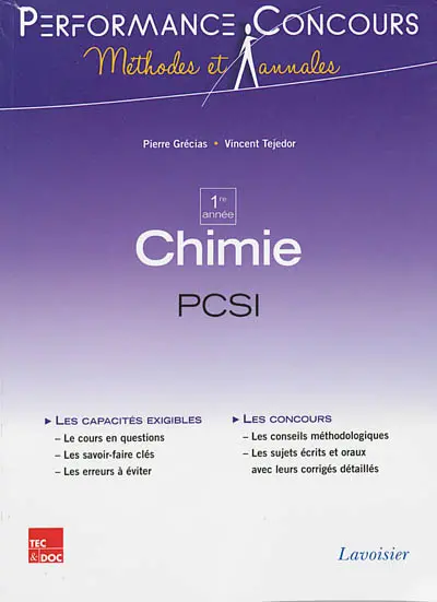 Chimie PCSI 1re année : les capacités exigibles, les concours