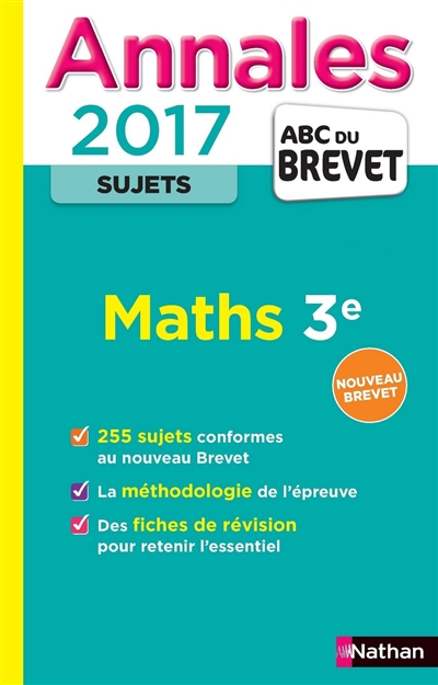 Maths 3e : annales, sujets 2017