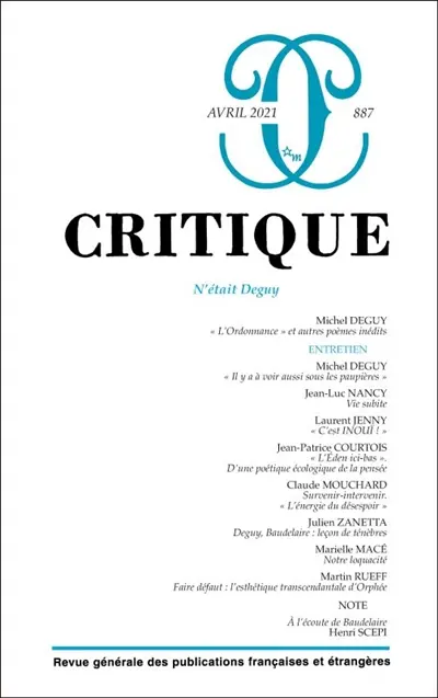 Critique, n° 887. N'était Deguy