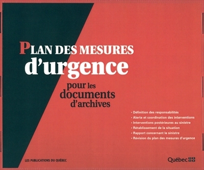 Plan des mesures d'urgence pour les documents d'archives