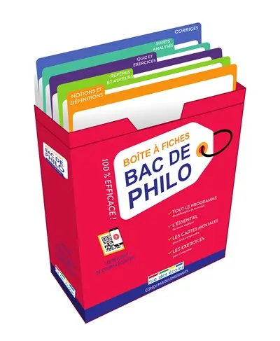 Boîte à fiches bac de philo : 100 % efficace ! : 80 fiches pour réussir l'épreuve !