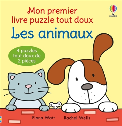 les animaux : 4 puzzles tout doux de 2 pièces