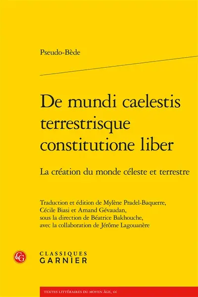 De mundi caelestis terrestrique constitutione liber. La création du monde céleste et terrestre