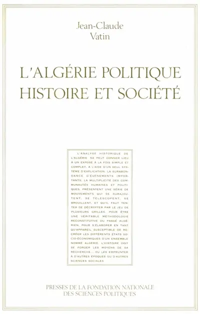 L'Algérie politique : Histoire et société