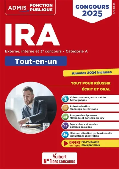 IRA : externe, interne et 3e concours, catégorie A : tout-en-un, concours 2025