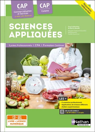 Sciences appliquées CAP commercialisation et services en hôtel, café, restaurant, CAP cuisine : nouveau référentiel