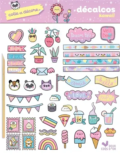 Colle et décore : Décalcos kawaii