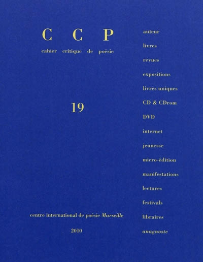Cahier critique de poésie, n° 19. Bernard Heidsieck